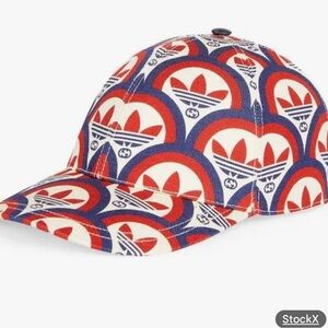 Gucci X Adidas Red White & Blue Trefoil Baseball Hat Sz M Unisex